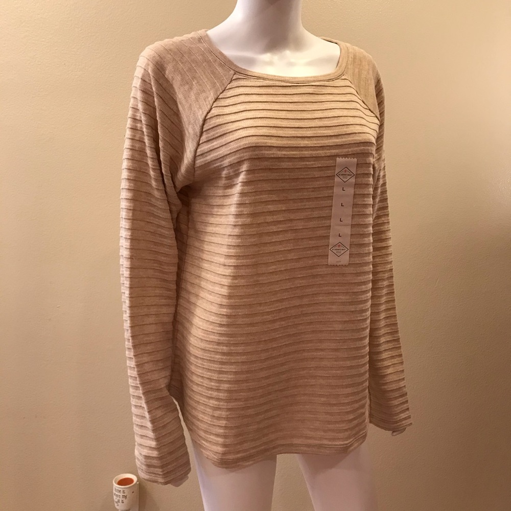 St Johns Bay Tan Sweater NEW Size Large Pullover Light Weight Knit Neutral Gift